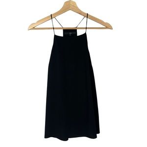 Tibi Black Chiffon Spaghetti Strap Racerback Tank Top 0